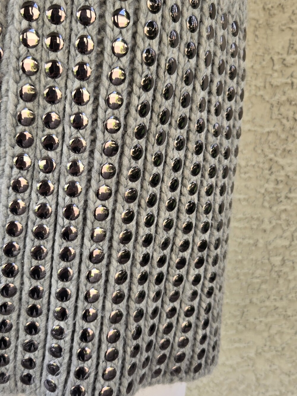 DKNY Cozy Studded Knit Scarf - Gray - Picture 3 of 5